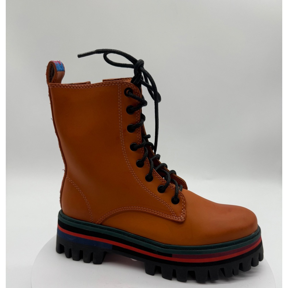 New! Farm Rio Platform combat boots burnt orange lace up Size 6